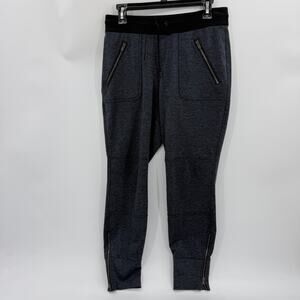 ATHLETA Moto Jogger Pant Size S Mid Rise Marled Black Jersey Stretch Pockets